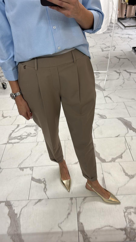 PANTALONE SIGARETTA RISVOLTINO FANGO