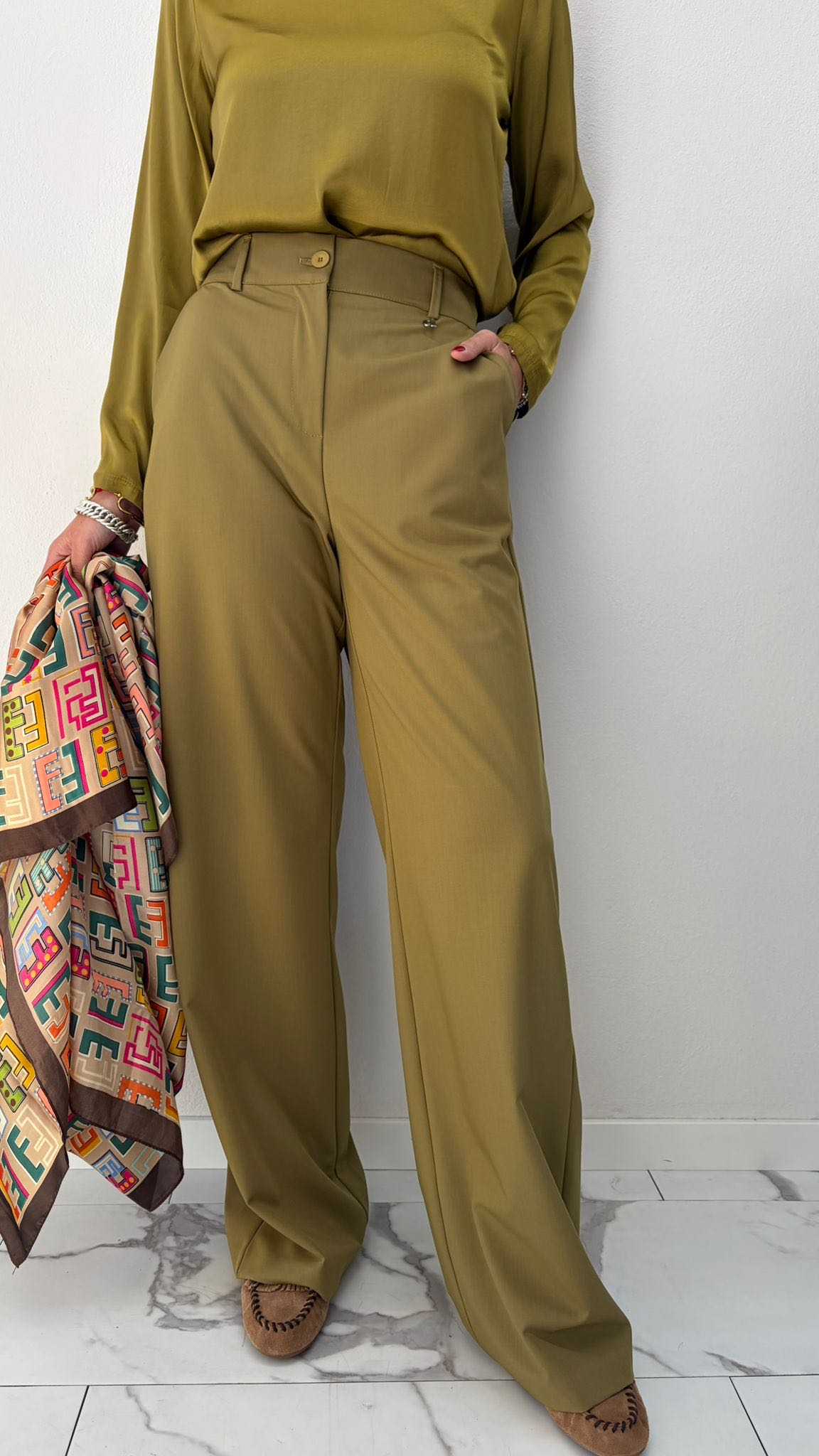 PANTALONE PALAZZO ELASTICO OLIO