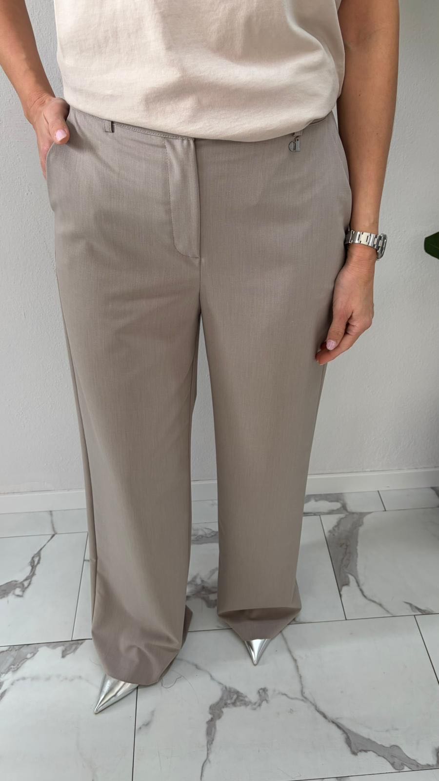 PANTALONE PALAZZO ELASTICO TORTORA