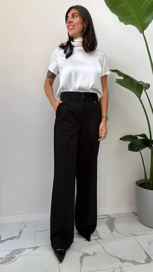 PANTALONE PALAZZO ELASTICO NERO