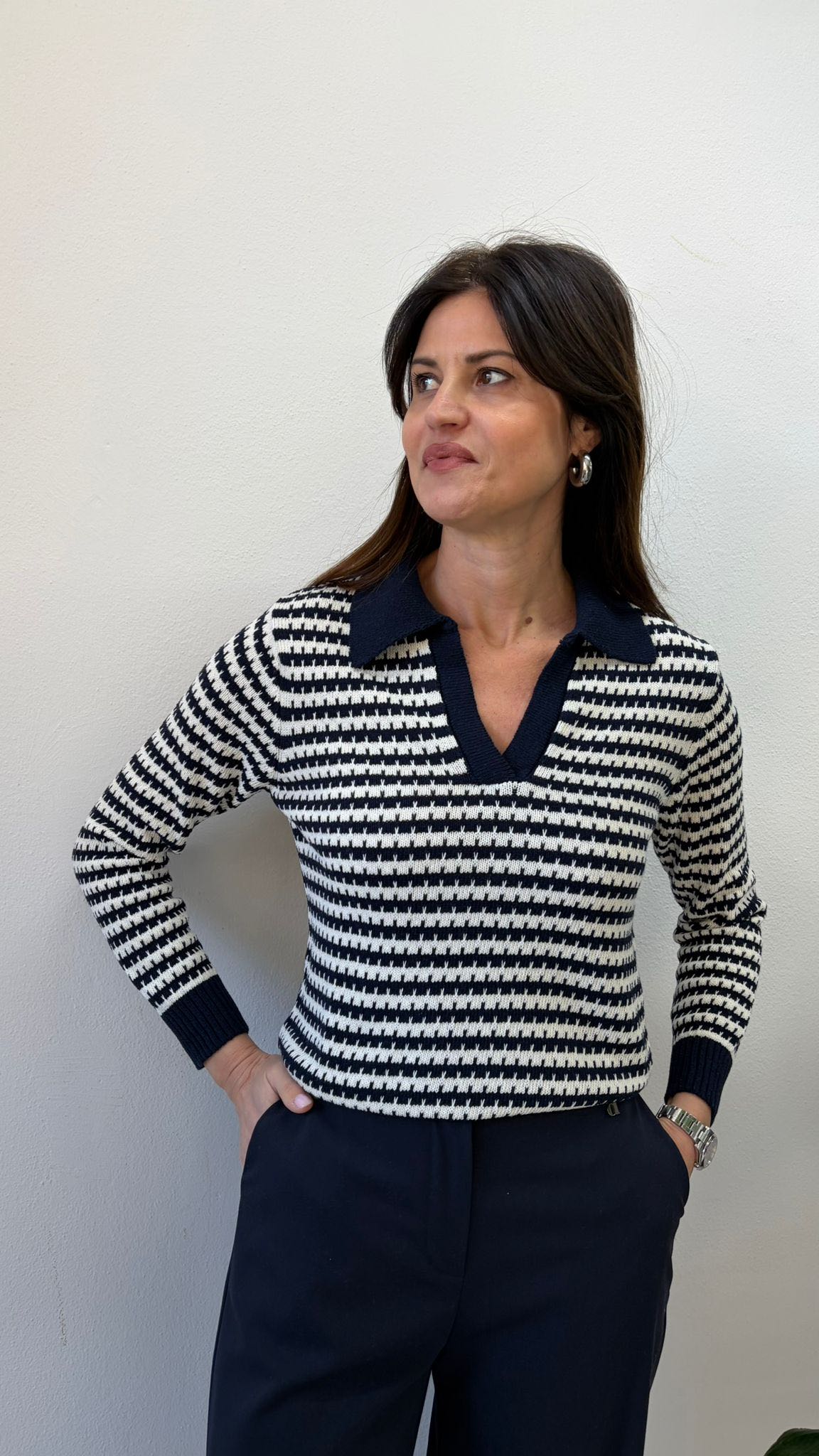 MAGLIONCINO POLO BIANCO BLU