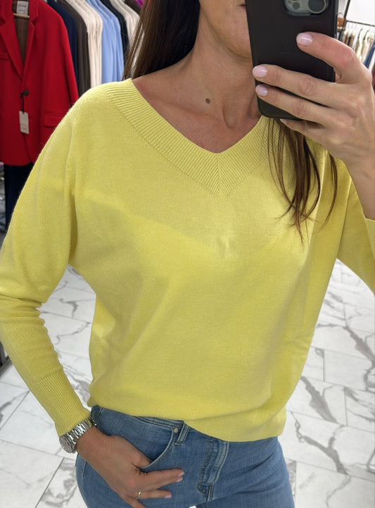 MAGLIA VISCOSA SCOLLO V GIALLA