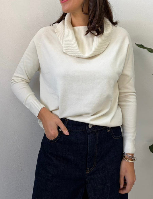 MAGLIA COLLO AD ANELLO PANNA