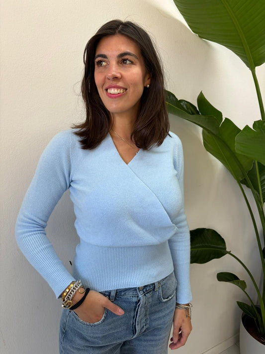 MAGLIONCINO INCROCIO AZZURRO