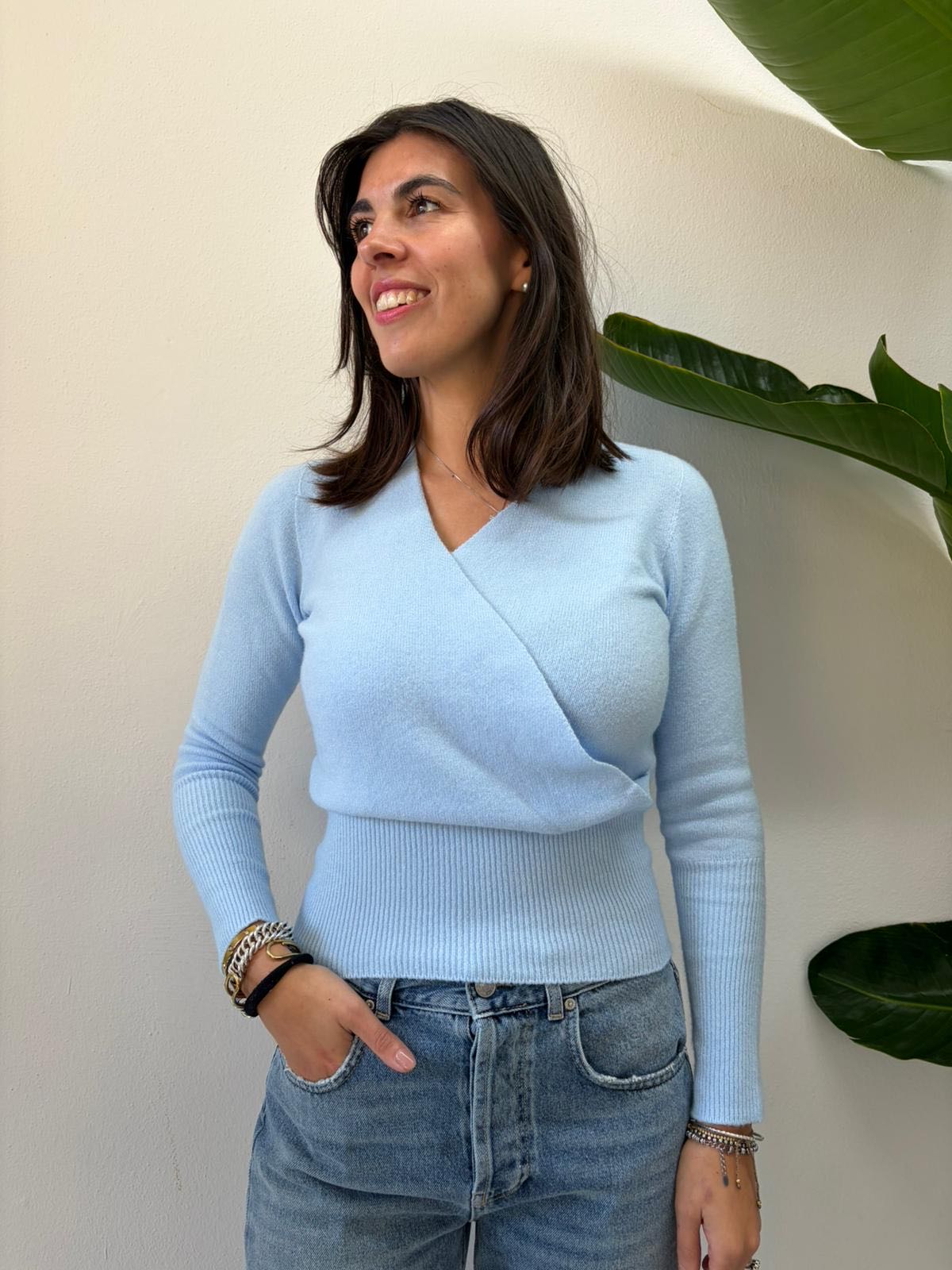 MAGLIONCINO INCROCIO AZZURRO