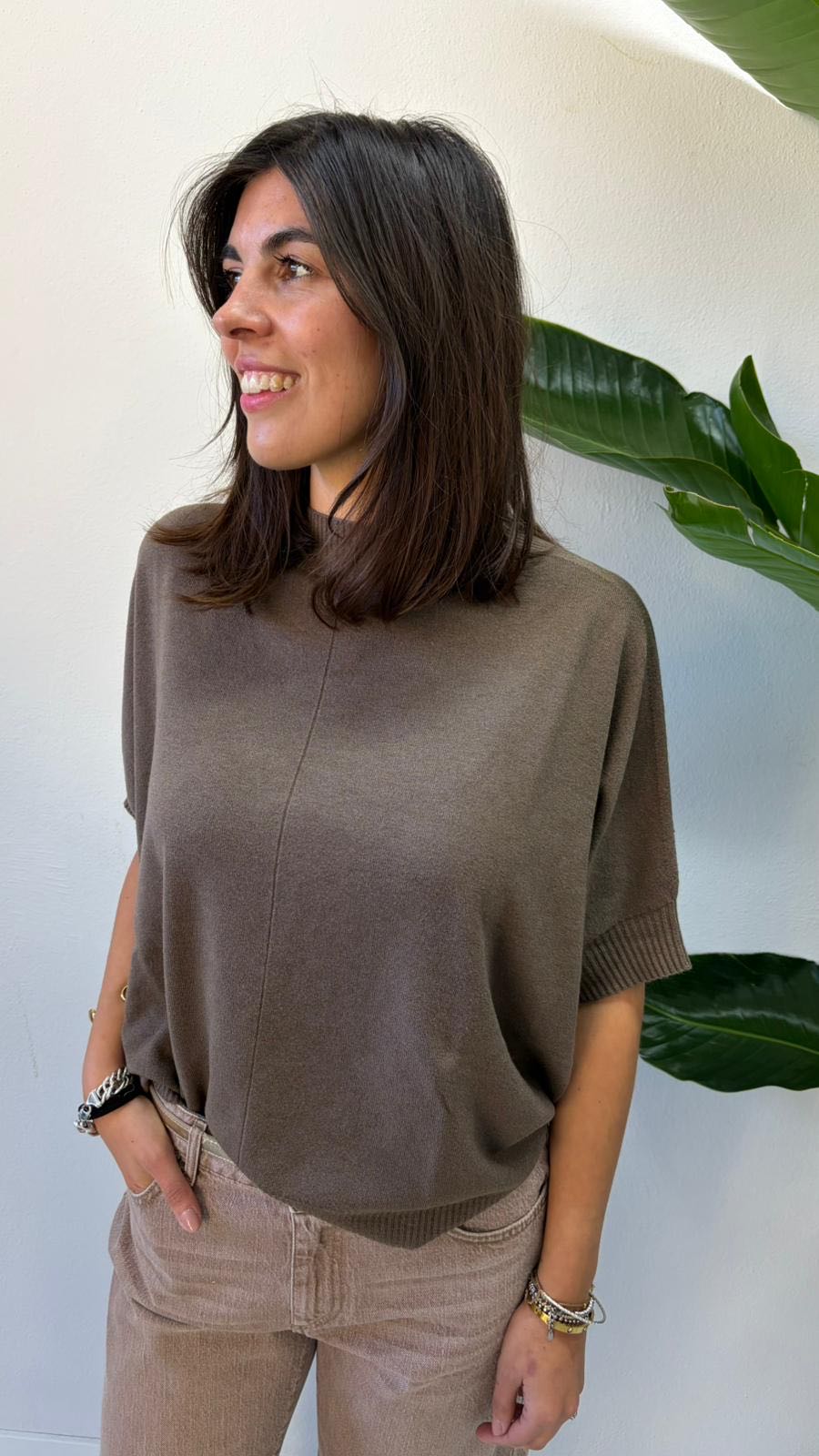 MAGLIA MORBIDA MANICA A GOMITO MORO