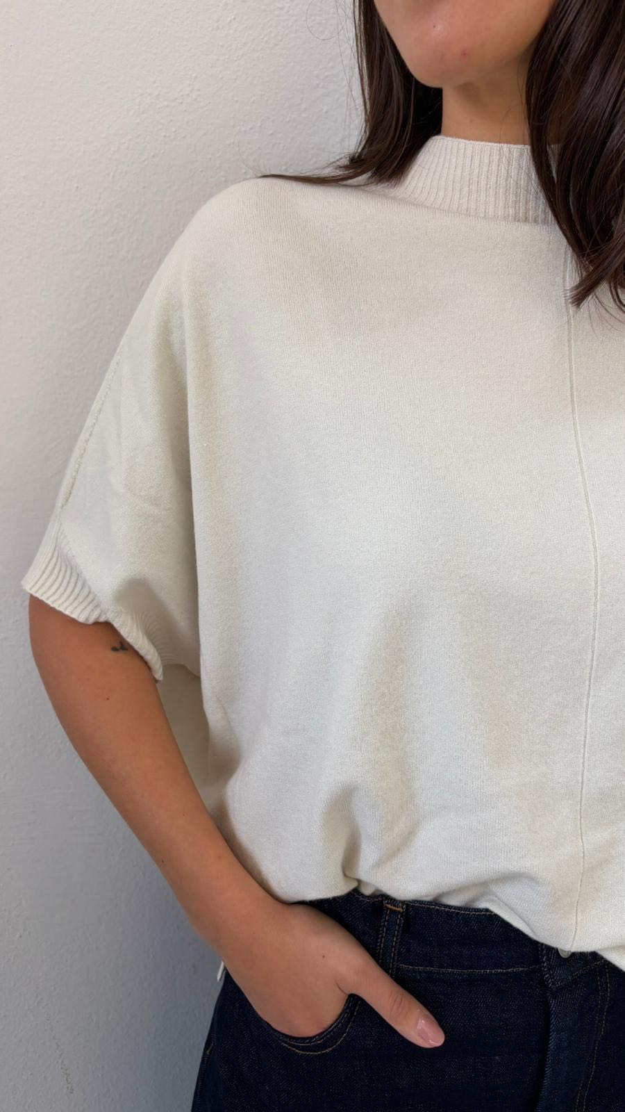 MAGLIA MORBIDA MANICA GOMITO PANNA