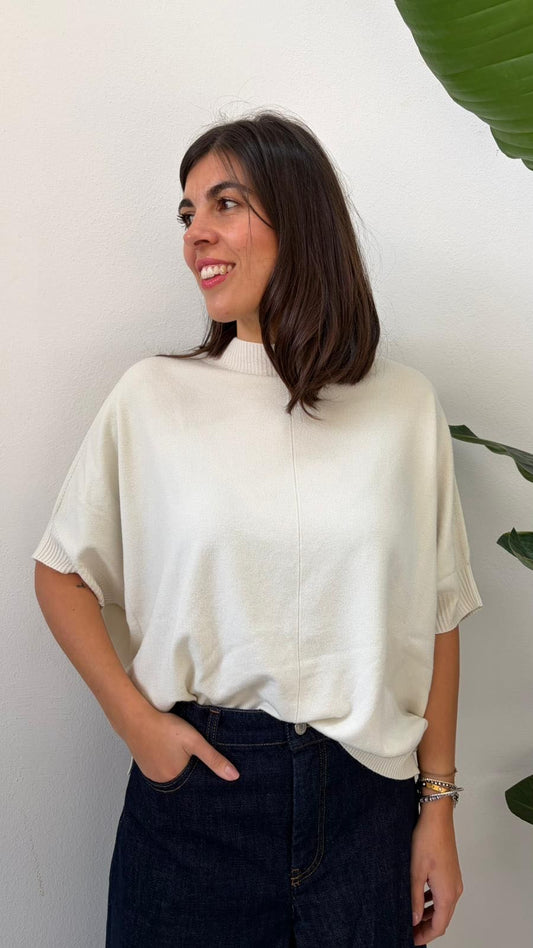 MAGLIA MORBIDA MANICA GOMITO PANNA