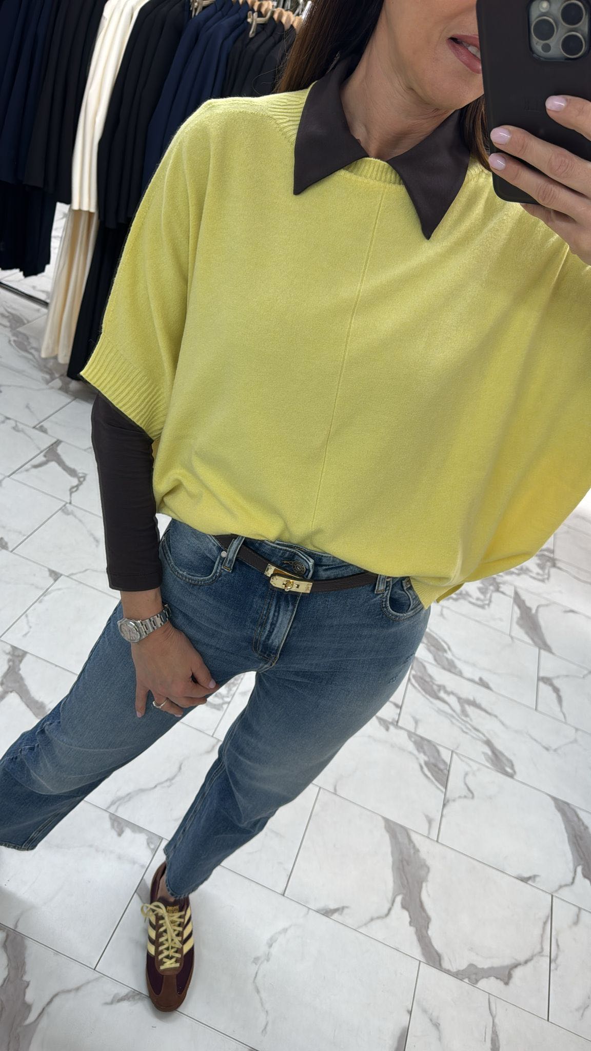 MAGLIA MORBIDA MANICA GOMITO GIALLA