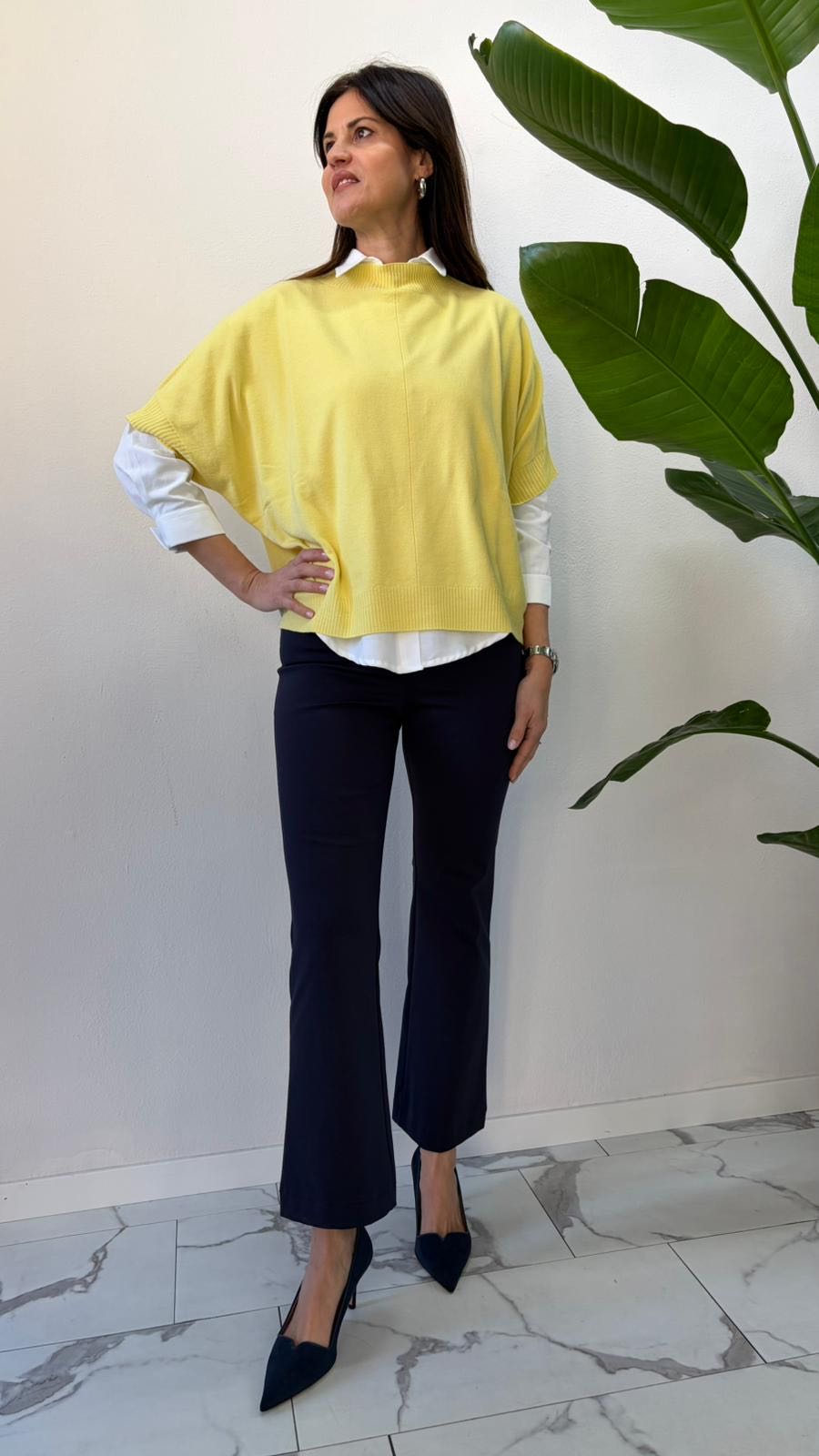 MAGLIA MORBIDA MANICA GOMITO GIALLA