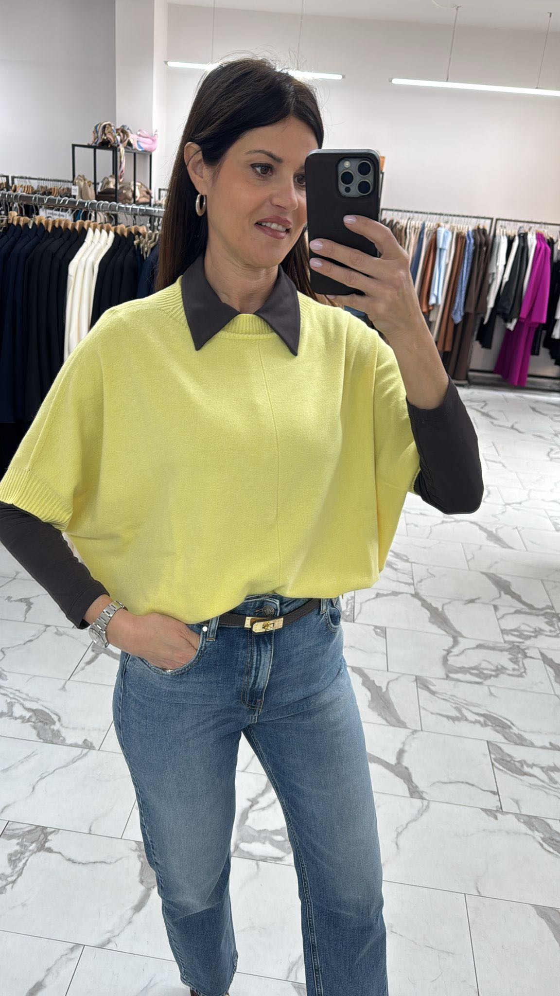 MAGLIA MORBIDA MANICA GOMITO GIALLA