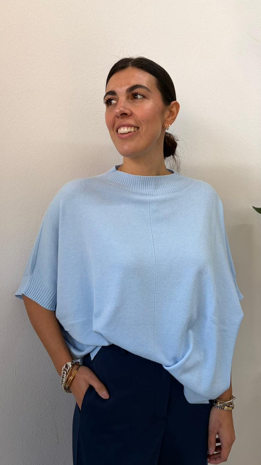 MAGLIA MORBIDA MANICA GOMITO AZZURRO