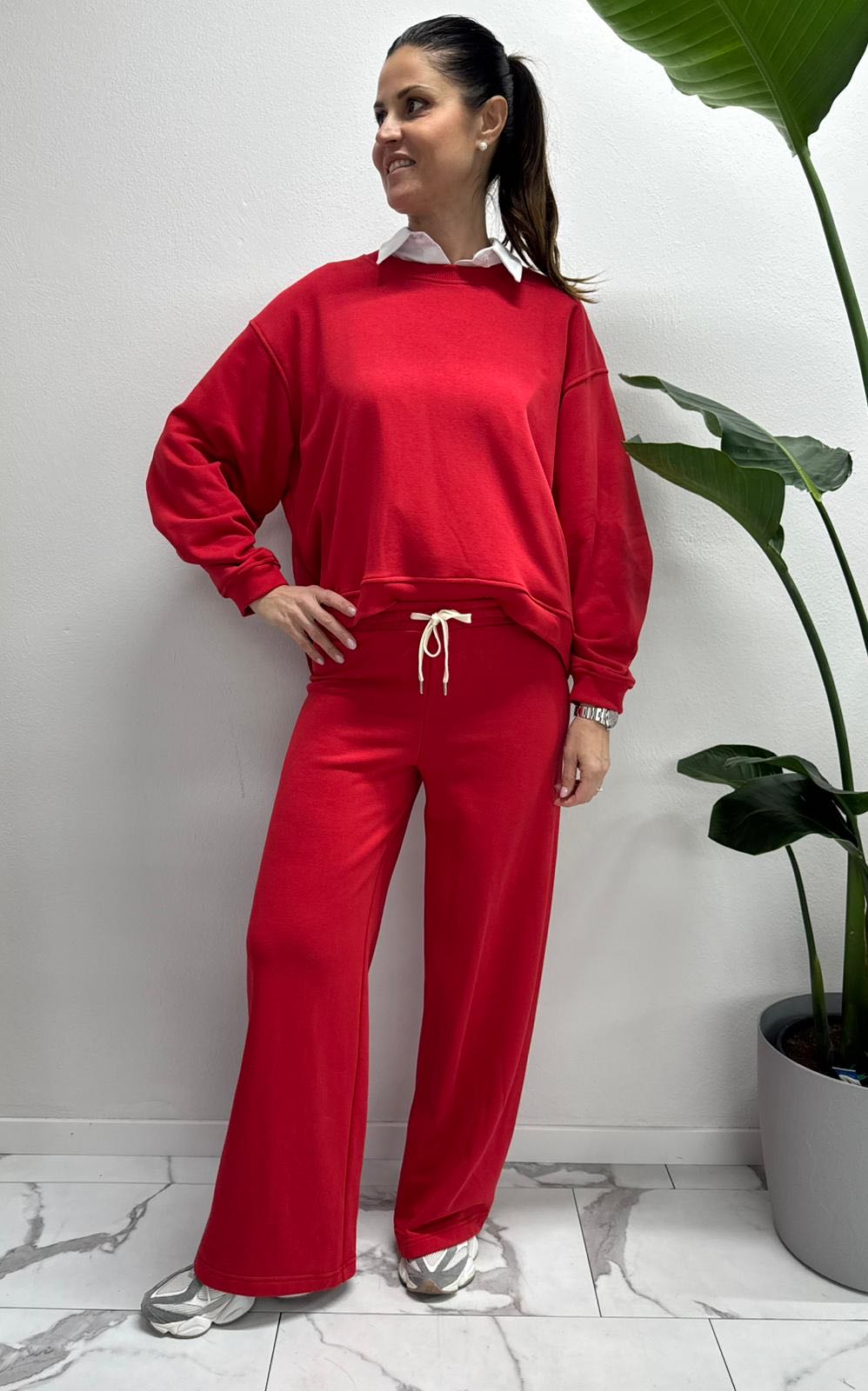 PANTALONE IN FELPA ROSSO
