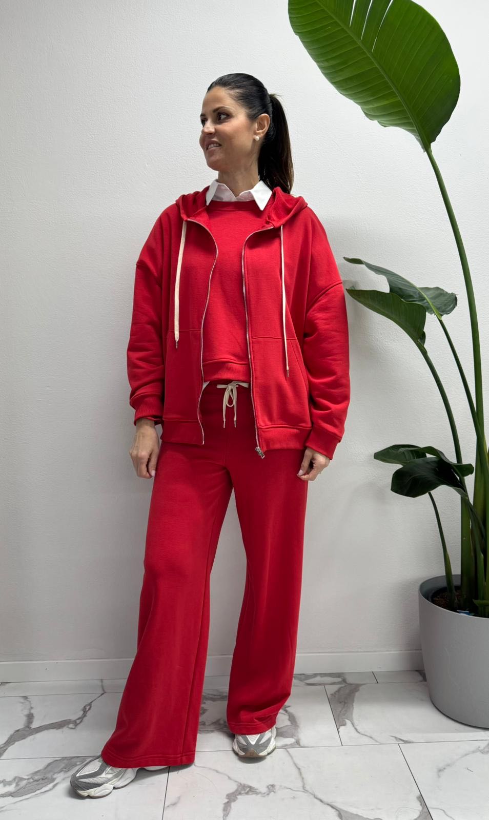 PANTALONE IN FELPA ROSSO