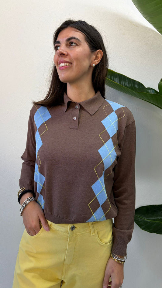 MAGLIONCINO ROMBI POLO MORO