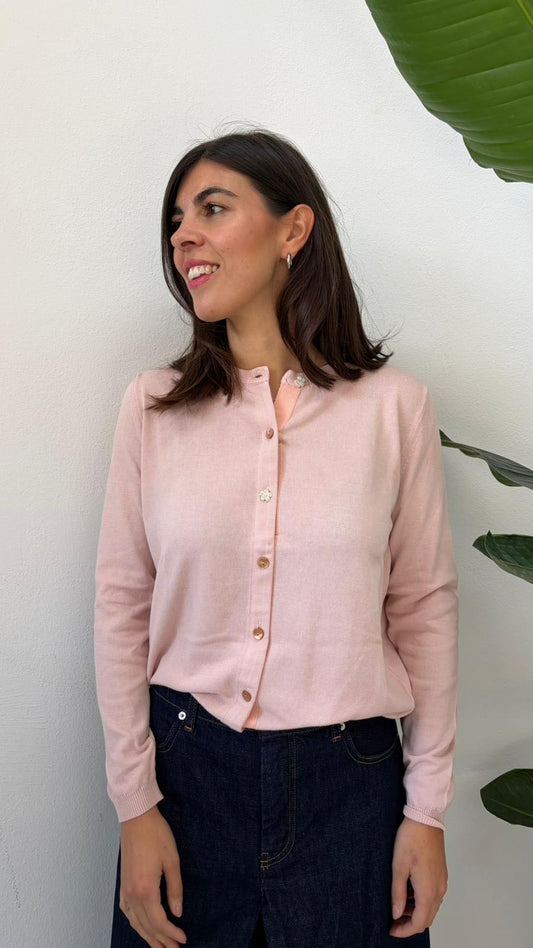 CARDIGAN FIORE CRISTALLO ROSA