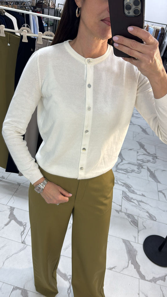 CARDIGAN FIORE CRISTALLO PANNA