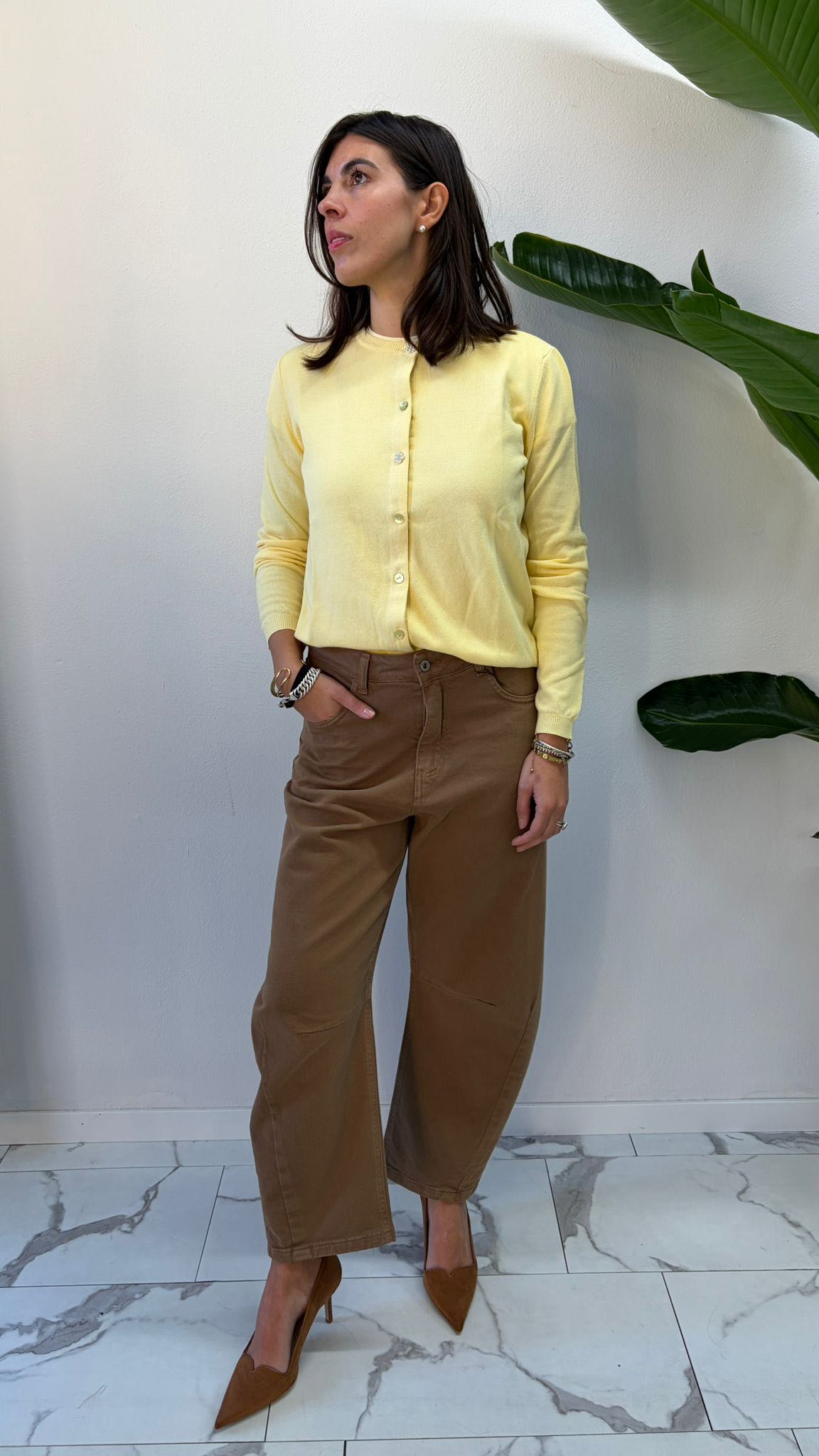 CARDIGAN FIORE CRISTALLO GIALLO