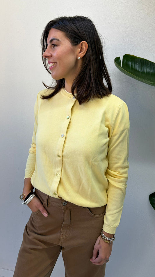 CARDIGAN FIORE CRISTALLO GIALLO