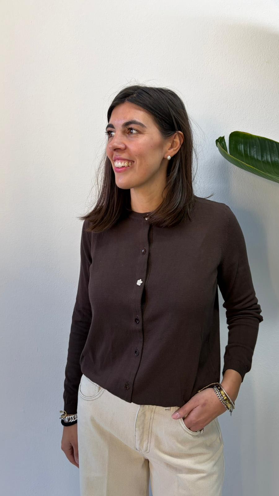 CARDIGAN FIORE CRISTALLO CIOCCOLATO