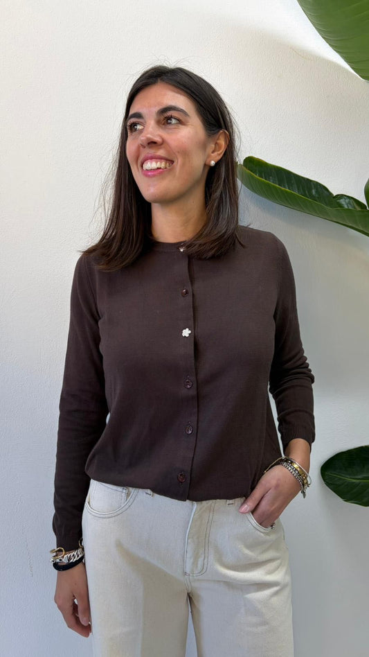 CARDIGAN FIORE CRISTALLO CIOCCOLATO