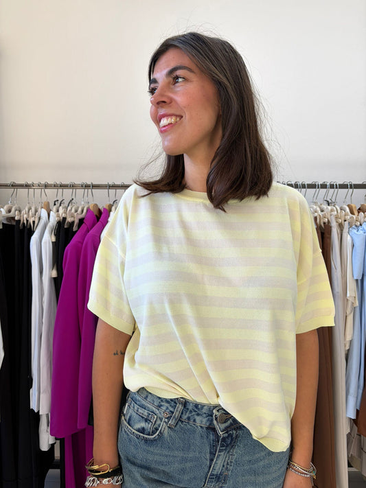 MAGLIONCINO SCATOLETTA RIGATO BURRO LIME