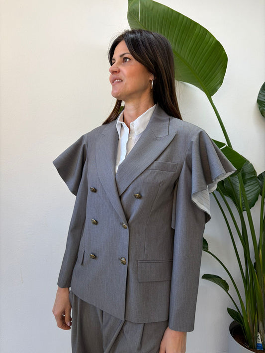 GIACCA MANICA CUT OUT ROUGE GRIGIA