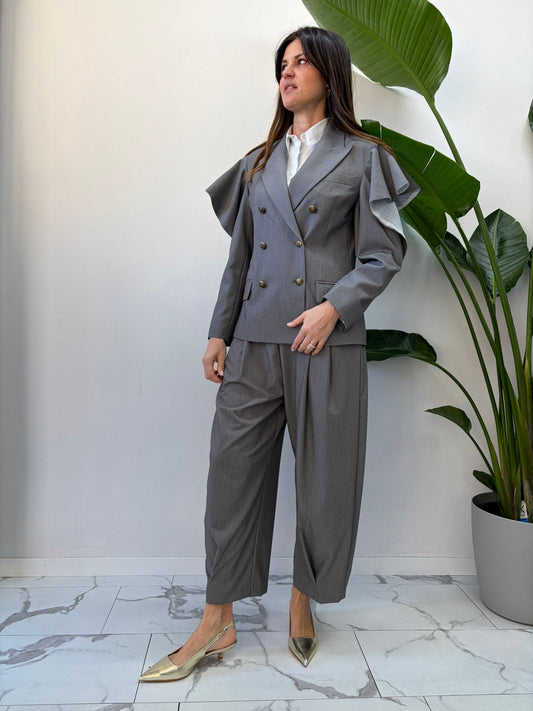 PANTALONE DOPPIA PENCE GRIGIO