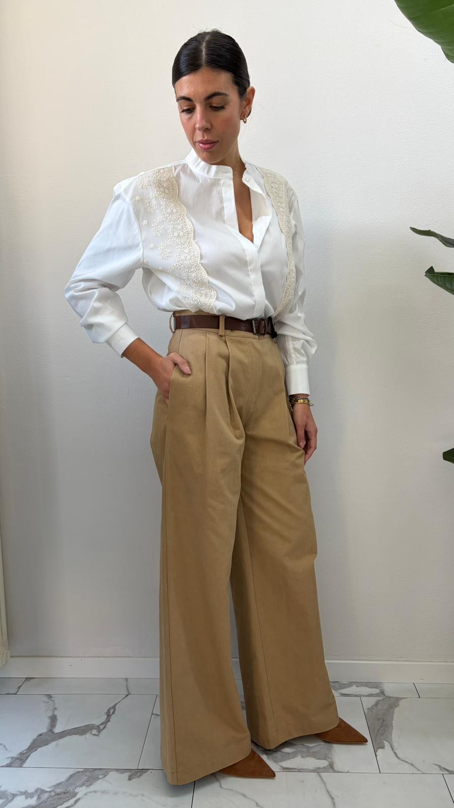 PANTALONE PALAZZO PENCE BISCOTTO