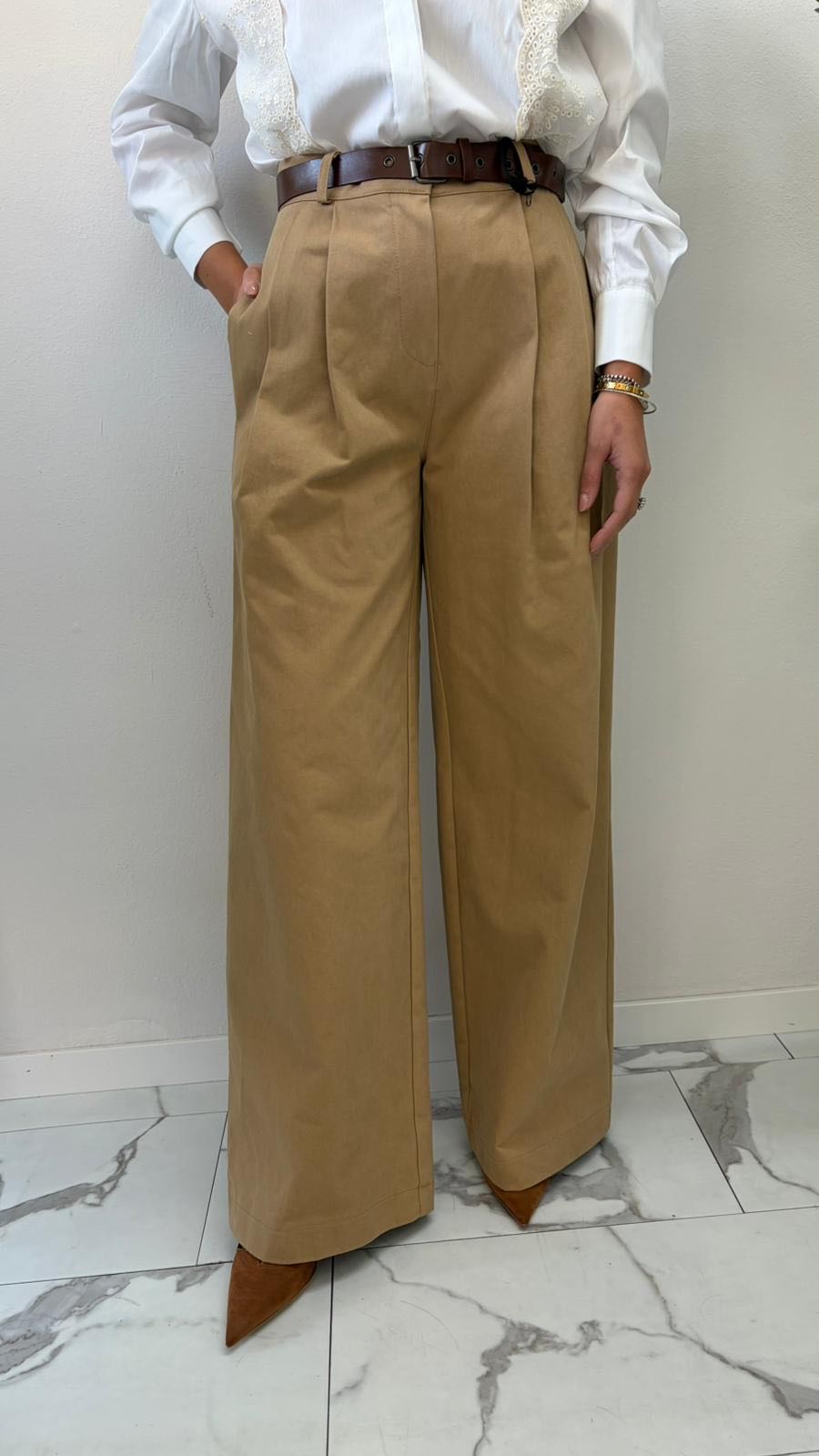 PANTALONE PALAZZO PENCE BISCOTTO
