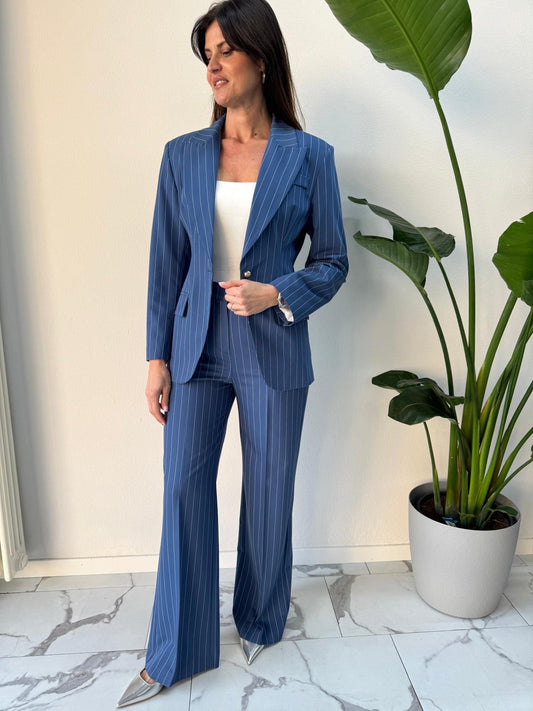 PANTALONE GESSATO OCEANO