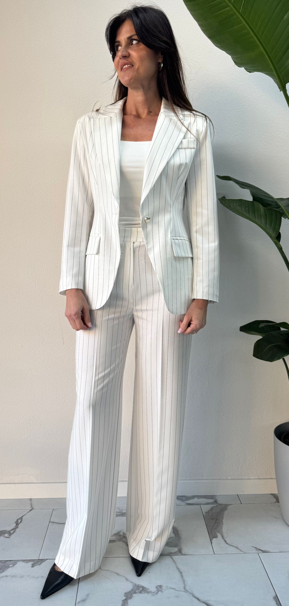 PANTALONE GESSATO BIANCO