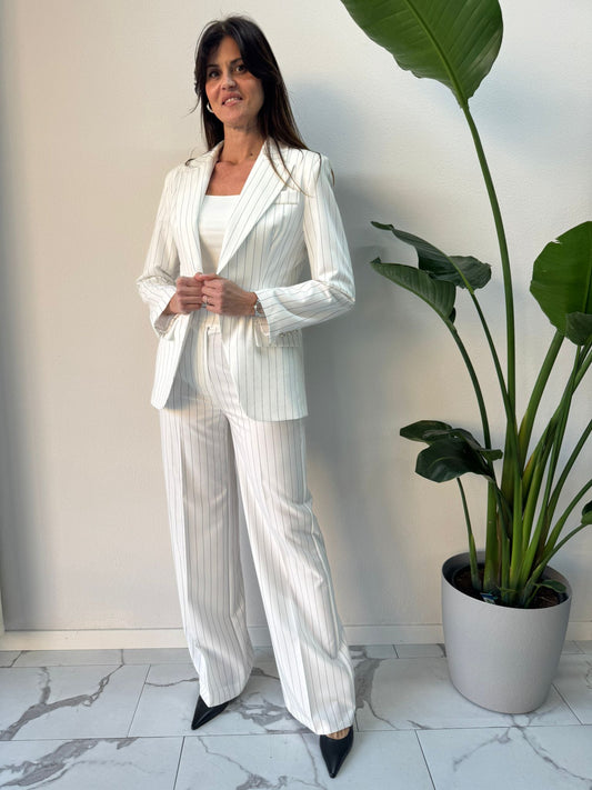 PANTALONE GESSATO BIANCO