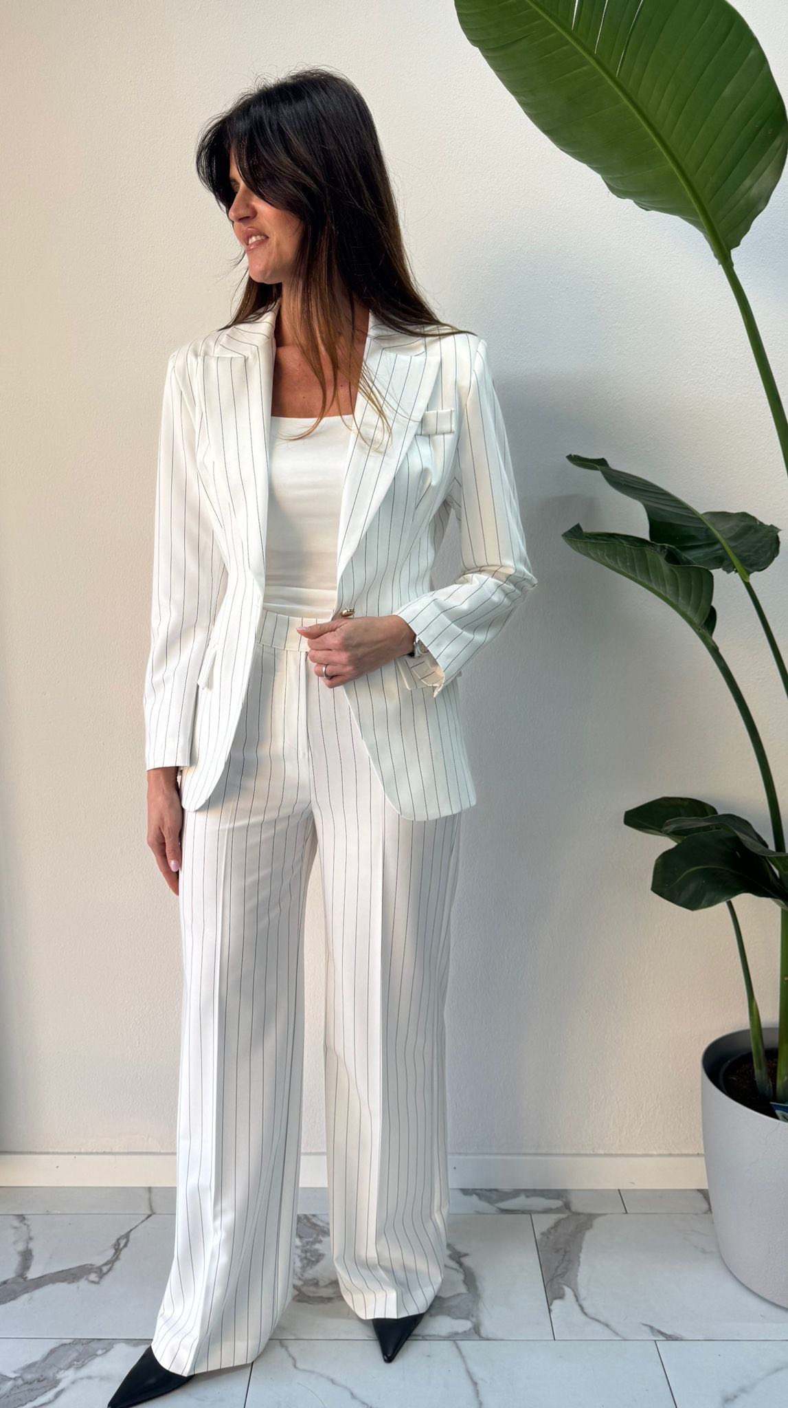 PANTALONE GESSATO BIANCO