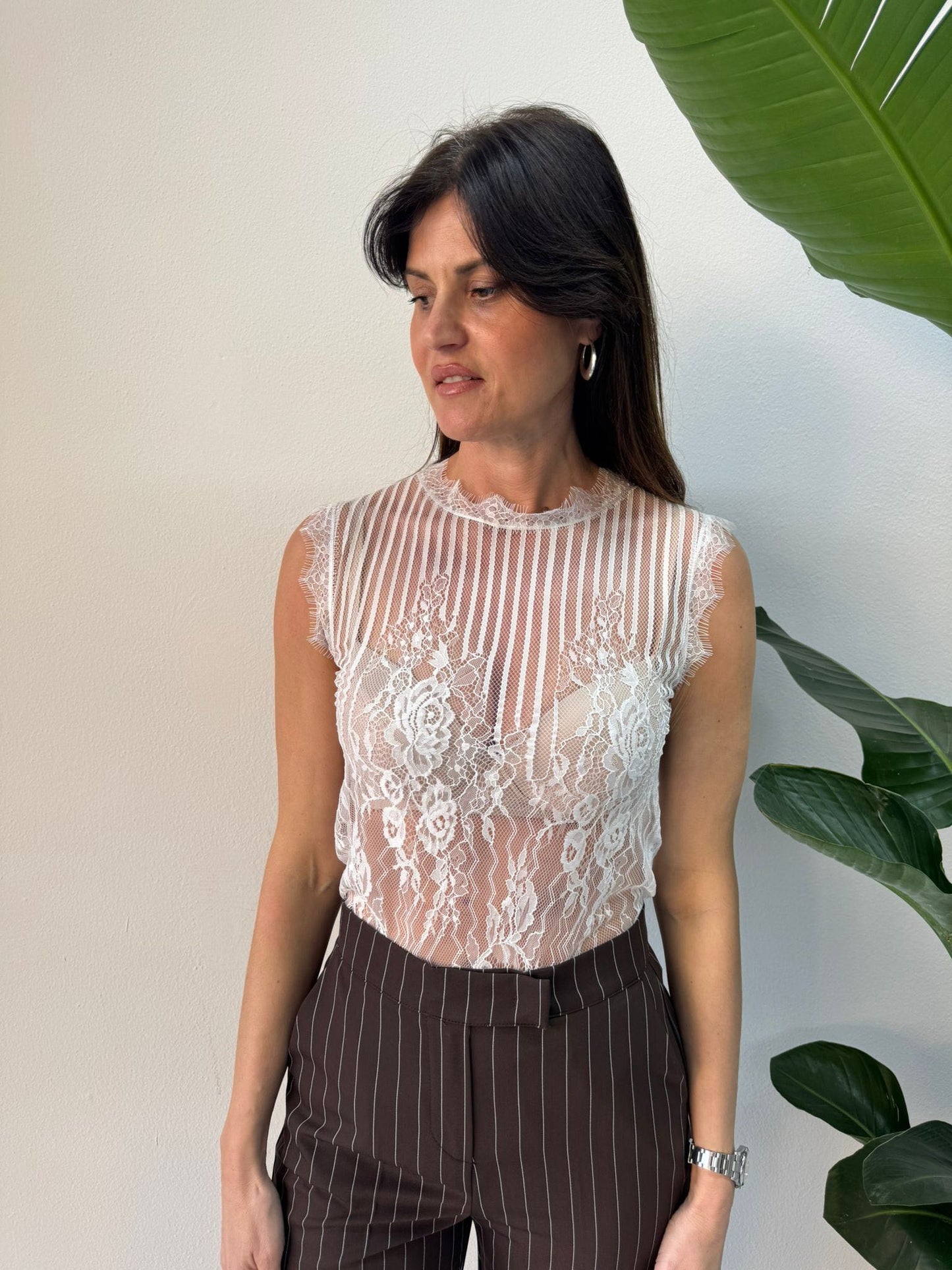 CAMICIA SMANICATA PIZZO BIANCA