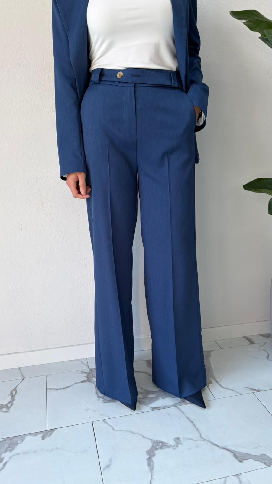PANTALONE PALAZZO FUSCIACCA BOTTONE BLU