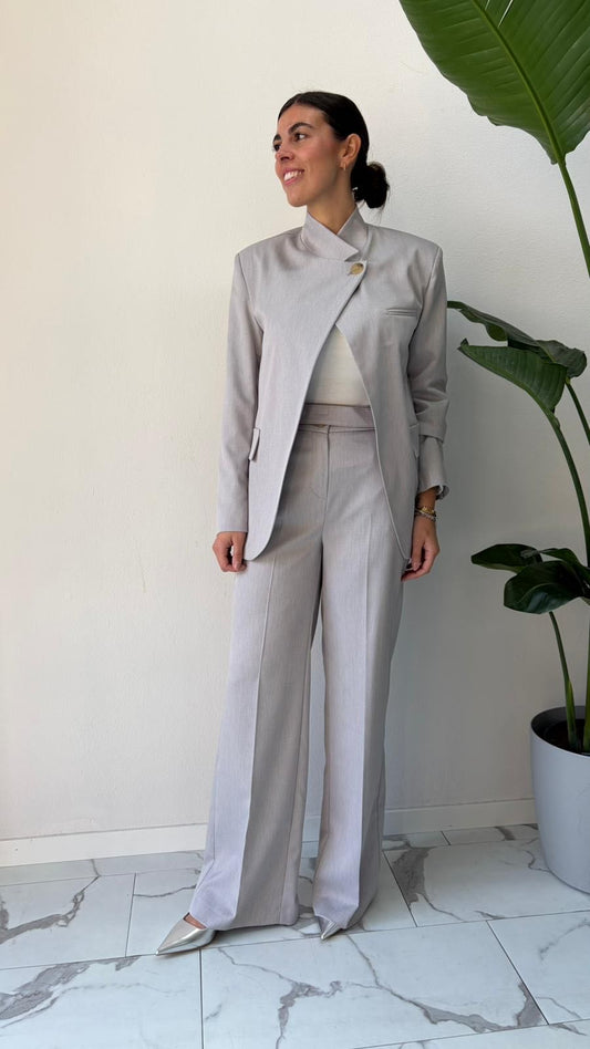 PANTALONE PALAZZO FUSCIACCA BOTTONE GRIGIO