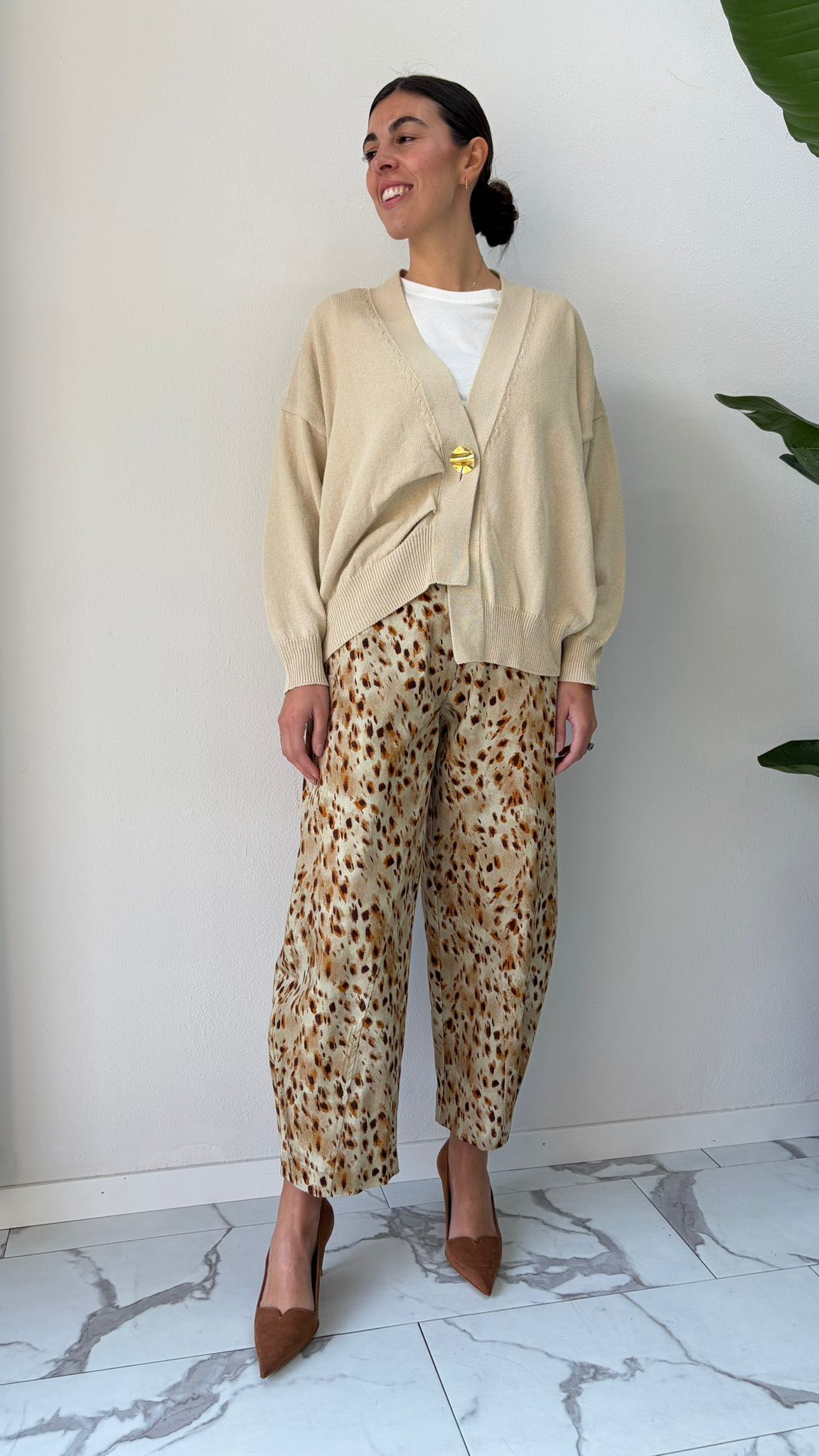 CARDIGAN BOTTONE ORO SABBIA