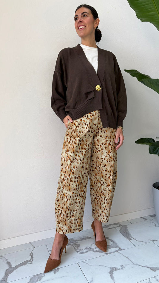 CARDIGAN BOTTONE ORO CIOCCOLATO