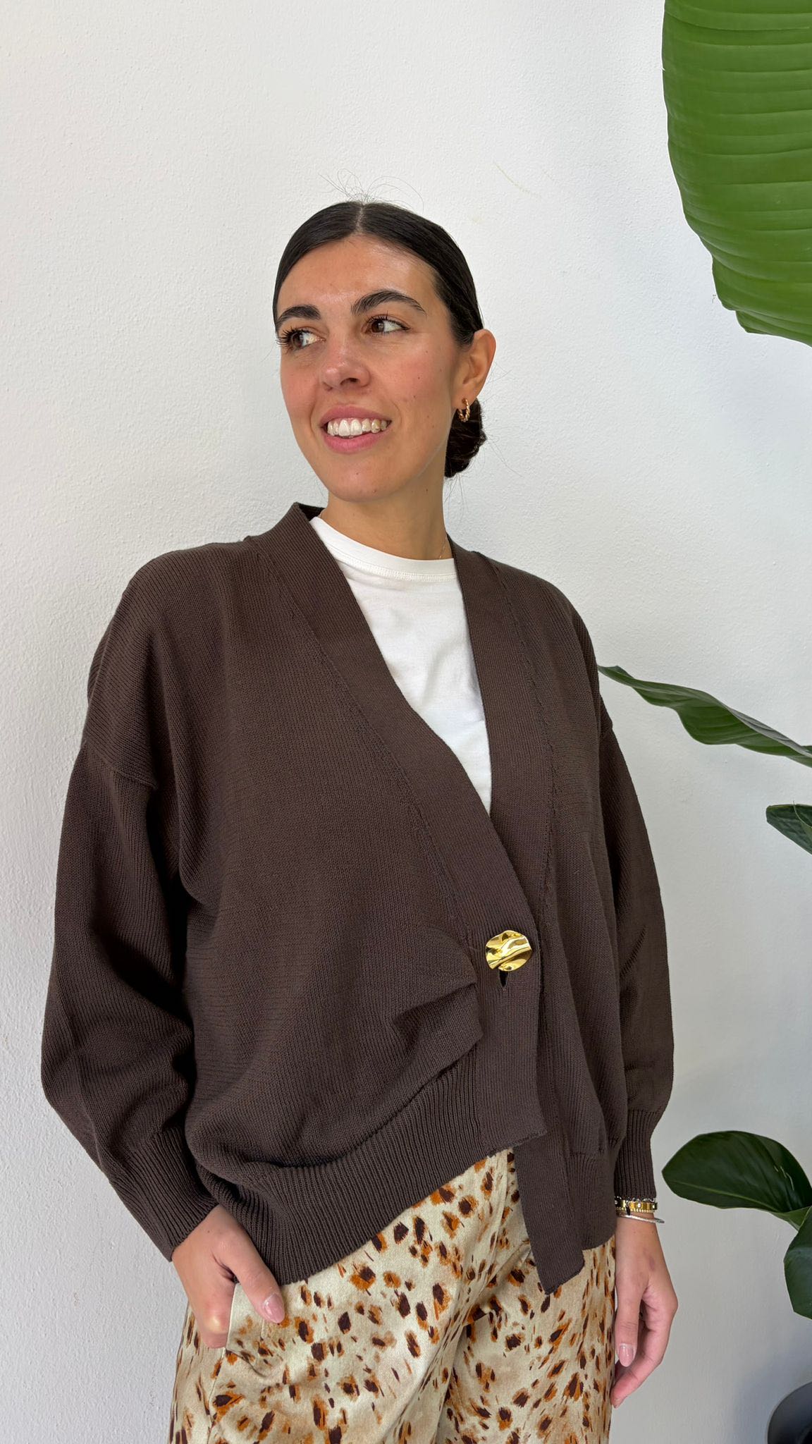CARDIGAN BOTTONE ORO CIOCCOLATO