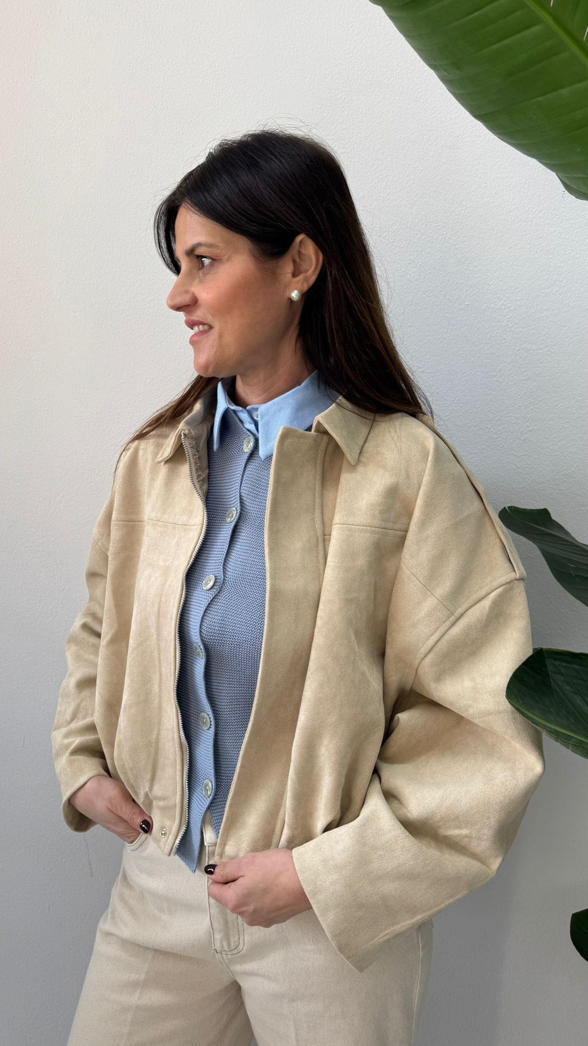 BOMBER CAMOSCIO SABBIA