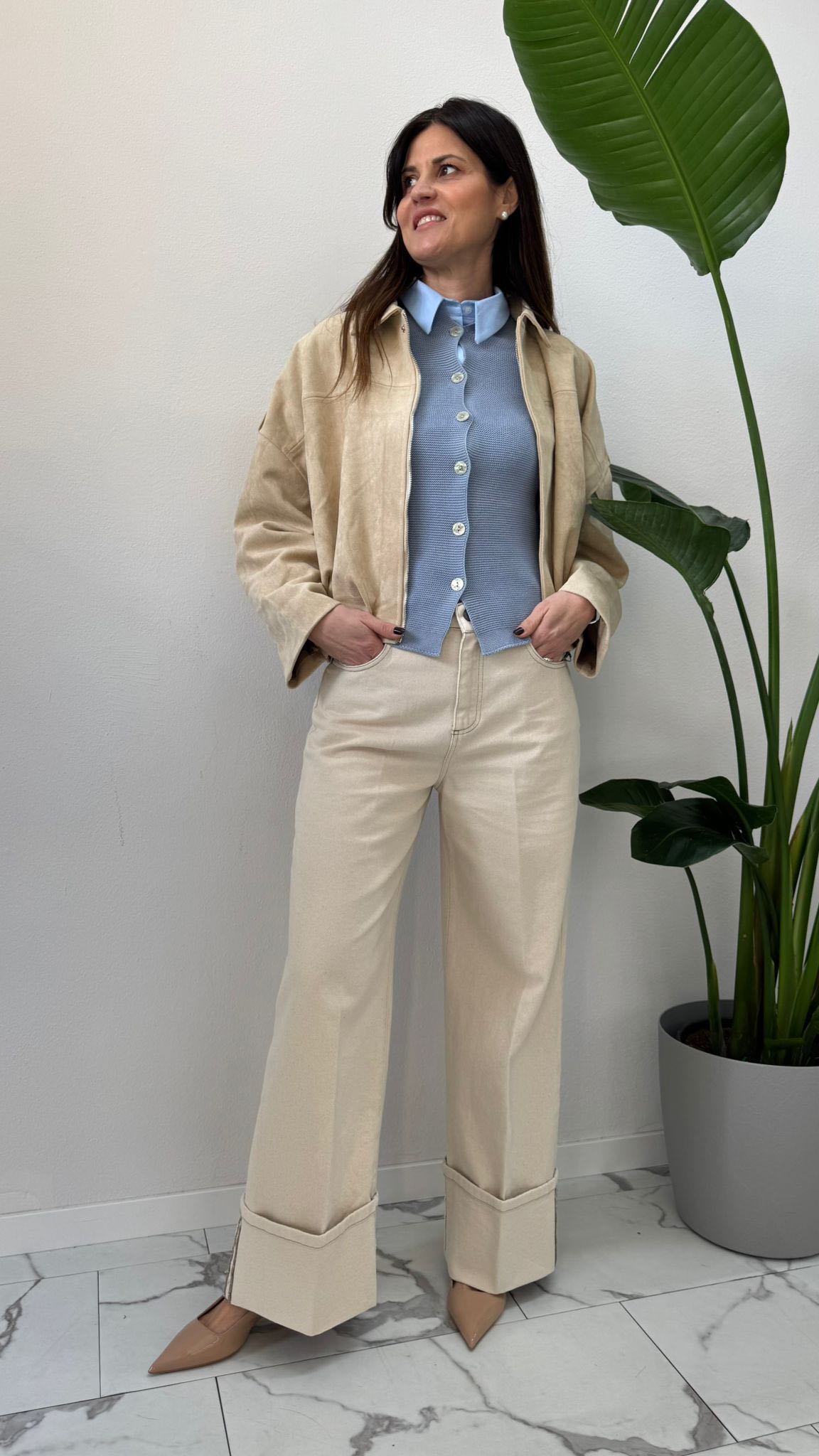 BOMBER CAMOSCIO SABBIA