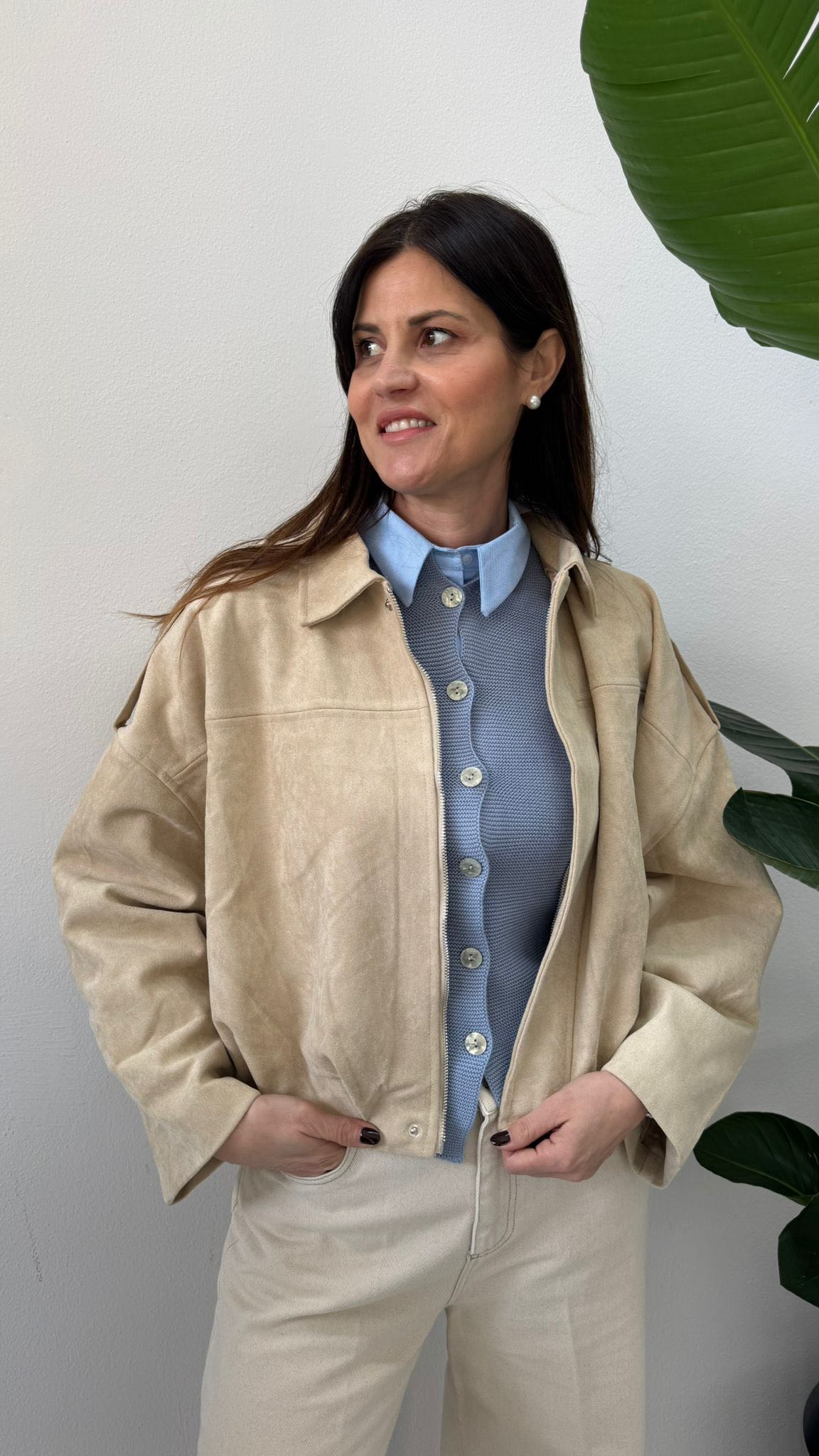 BOMBER CAMOSCIO SABBIA