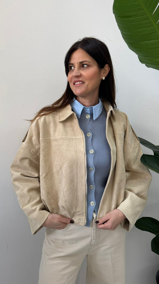 BOMBER CAMOSCIO SABBIA