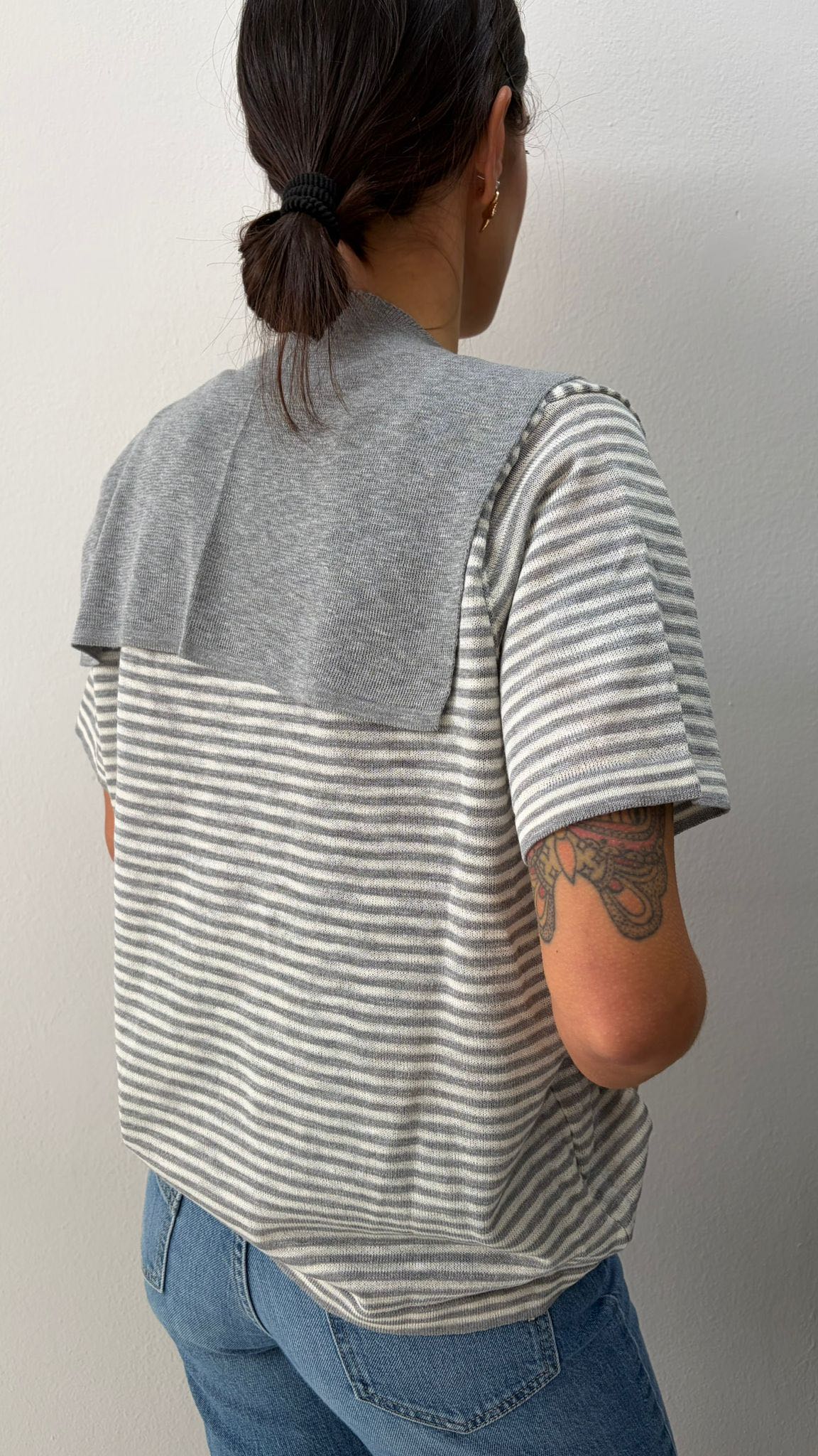 T-SHIRT CON SOLINO GRIGIA