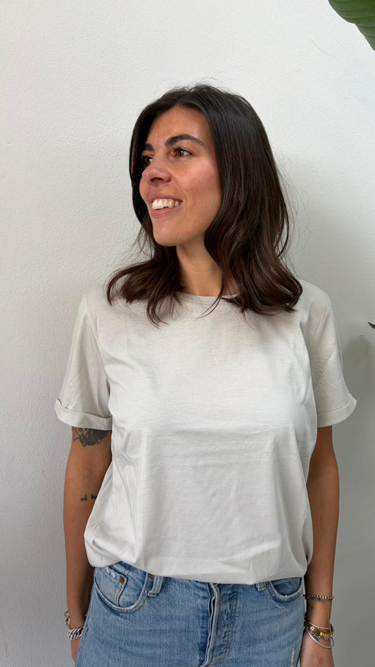 T-SHIRT GIROCOLLO GRIGIO PERLA
