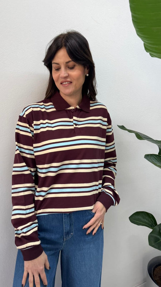 POLO RIGATA BORDEAUX