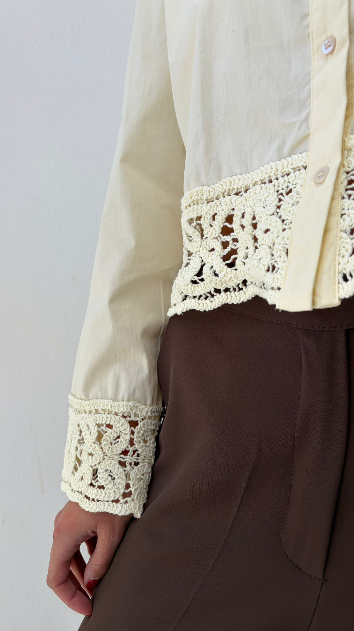 CAMICIA PIZZO SANGALLO GIALLA