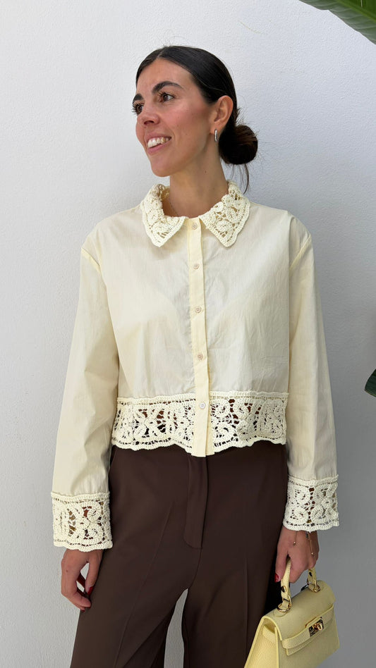 CAMICIA PIZZO SANGALLO GIALLA