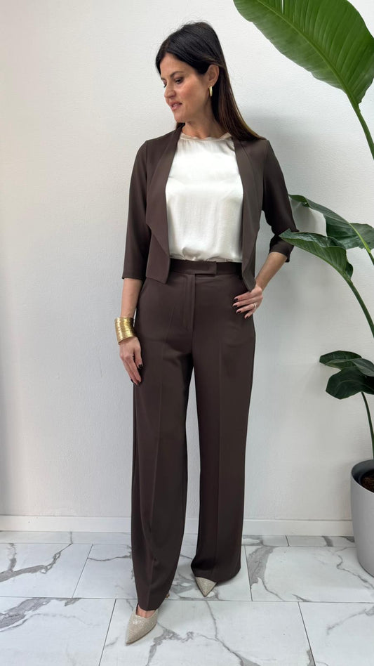 PANTALONE FLUIDO BOTTONI MORO